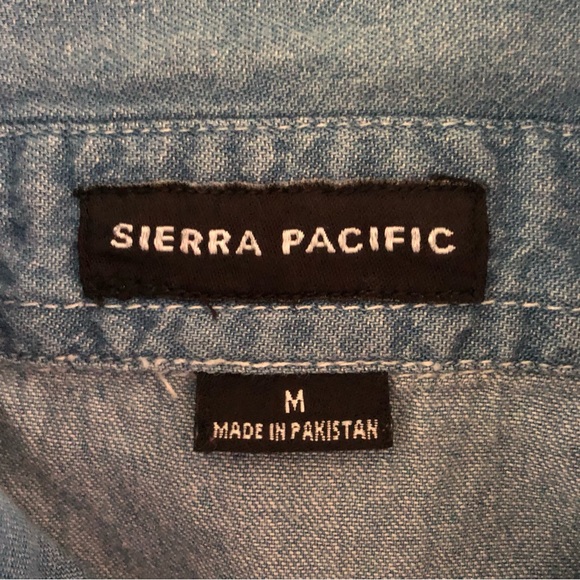 Sierra Pacific Short Sleeve Denim Jean Button Up Rainbow Butterfly Embroidery - Picture 5 of 6